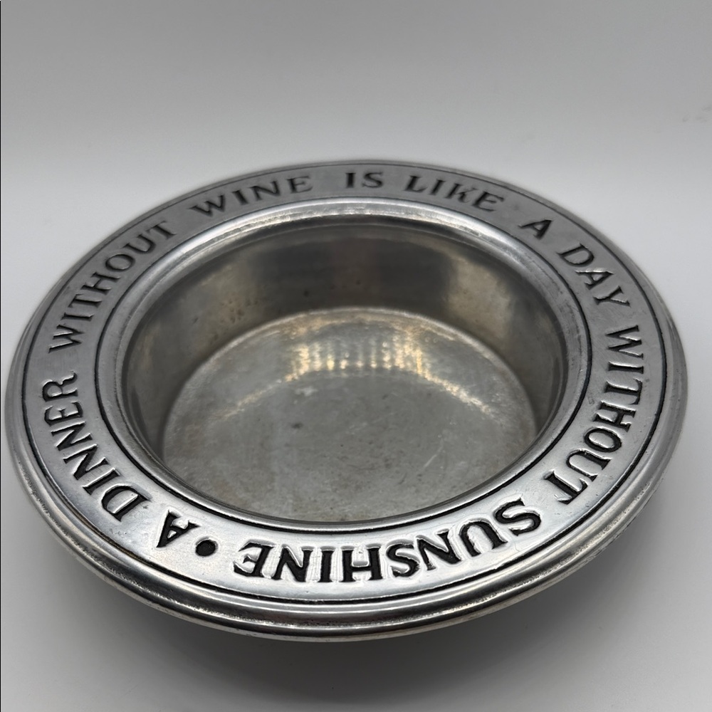 Vintage Wilton Armetale Pewter Wine Bottle Coaster - Sunshine Quote